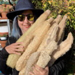 Corinne Mossati with Luffa Harvest