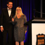 Corinne Mossati, Kevin Burke Presenting Best Bar Food Award in the Bar Awards Sponsored by Gourmantic